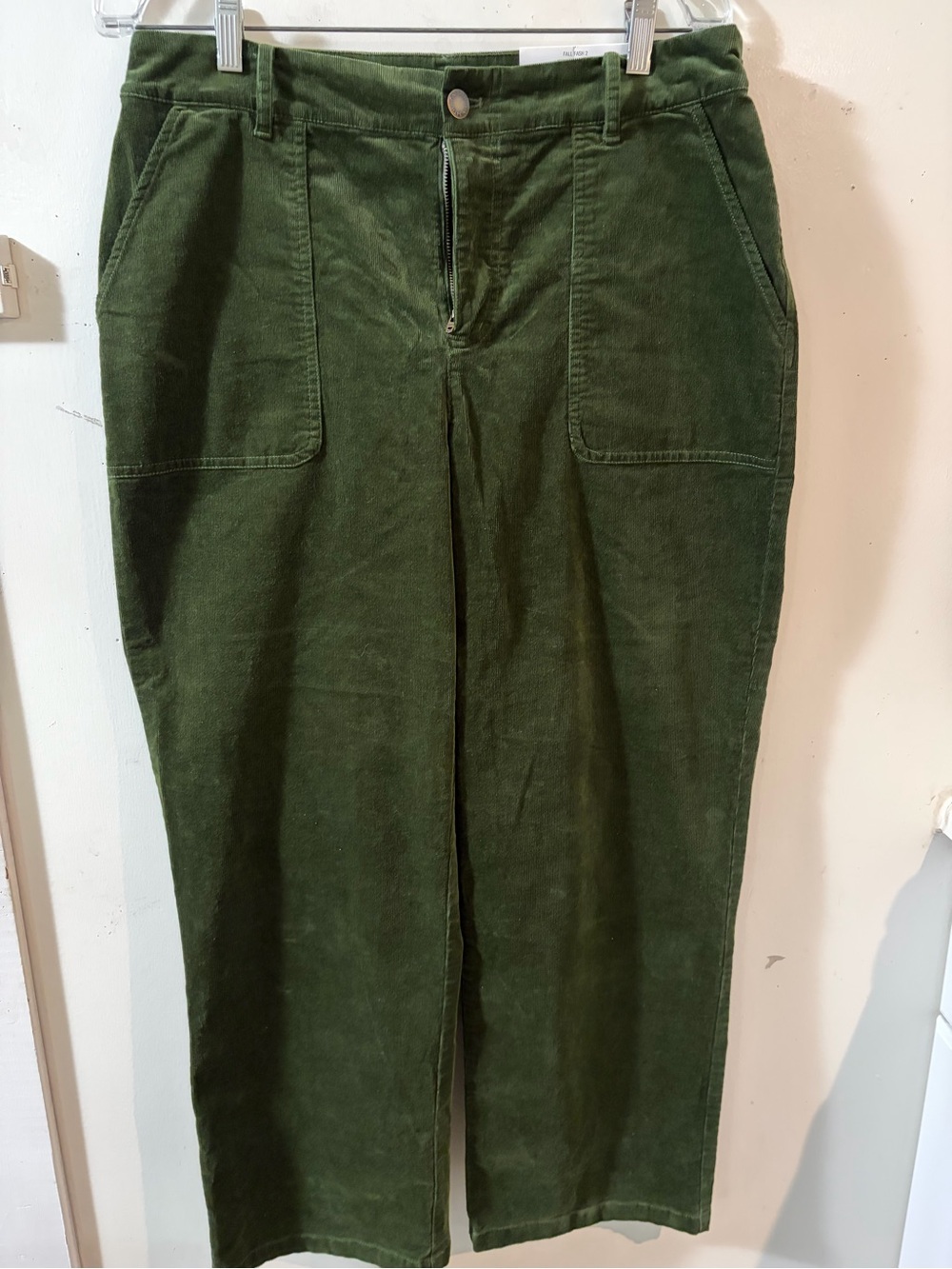 Women’s Dark Green Corduroy Straight-Leg Jeans